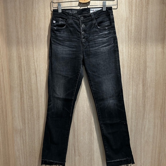 AG denim, Isabelle button-up high-rise straight crop, washed black. Size 26R. - Picture 2 of 7